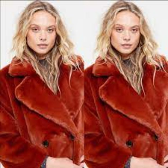 💥SHOWSTOPPER💥NATIVE YOUTH The Casia Luxurious Faux Mink Coat in Rust - Picture 7 of 16